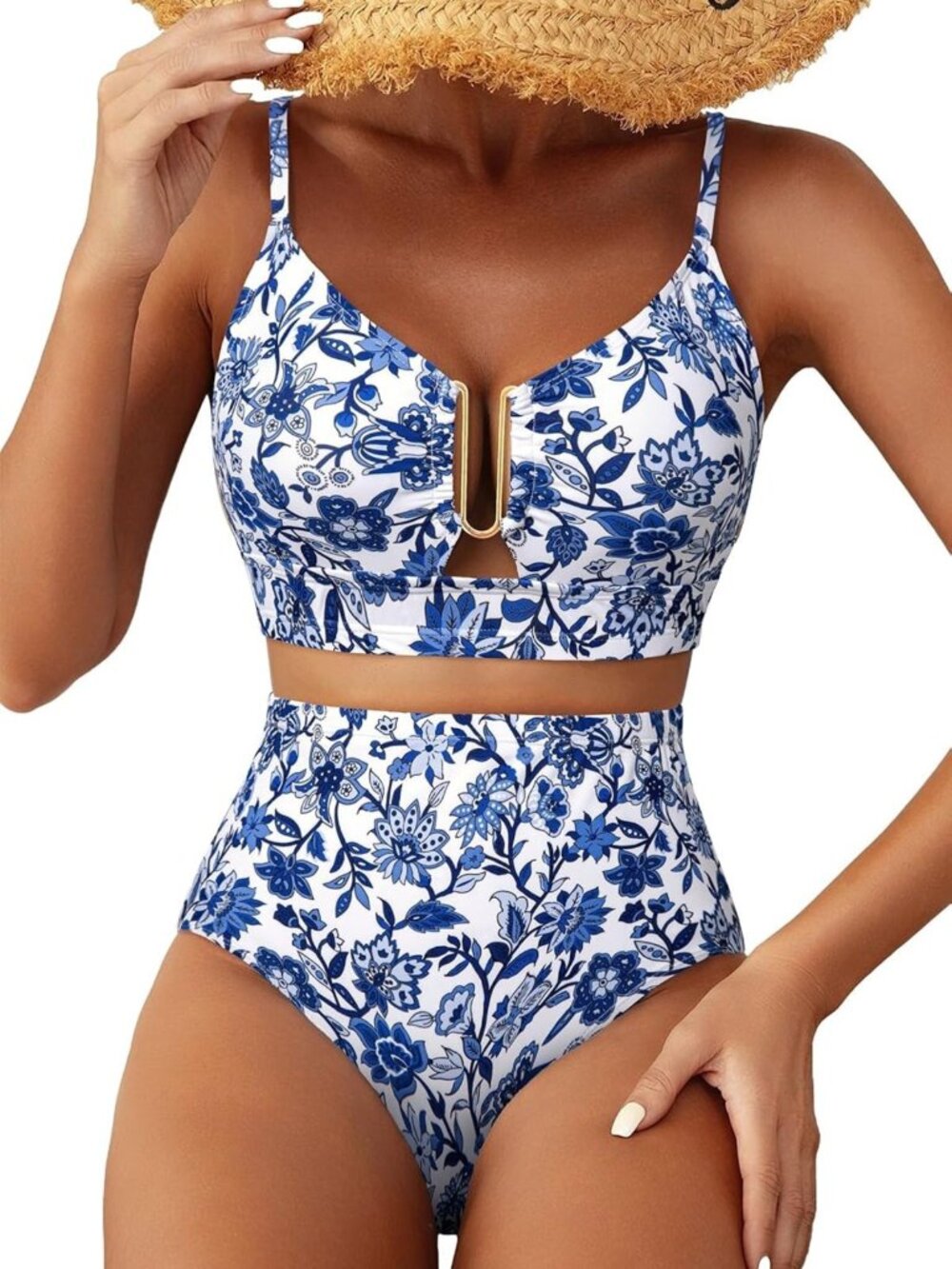 Floral Print High Waisted Bikini Set - Women's 2 Piece U Wire Swimwear